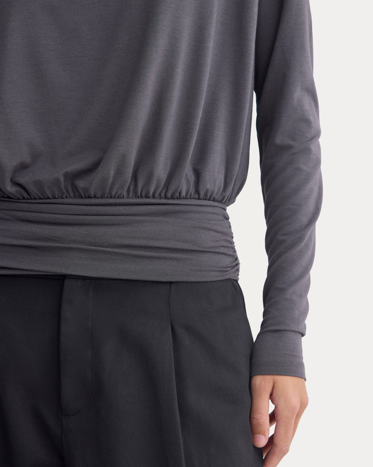 Drapey Jersey Slouchy Top | Graphite