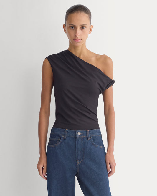 Drapey Jersey Off-The-Shoulder Top | Black