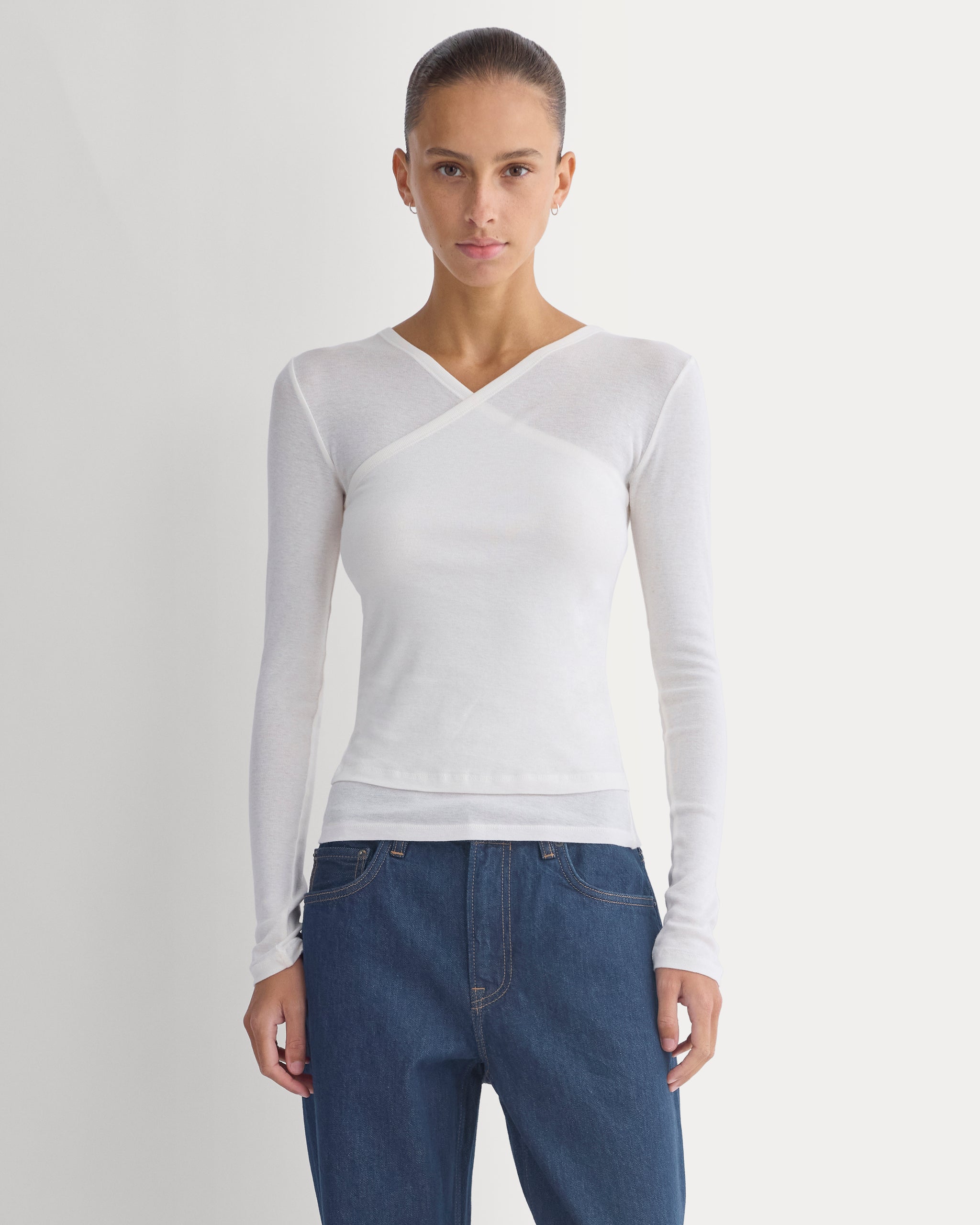 Tissue Double Layer One Shoulder Top | Bone