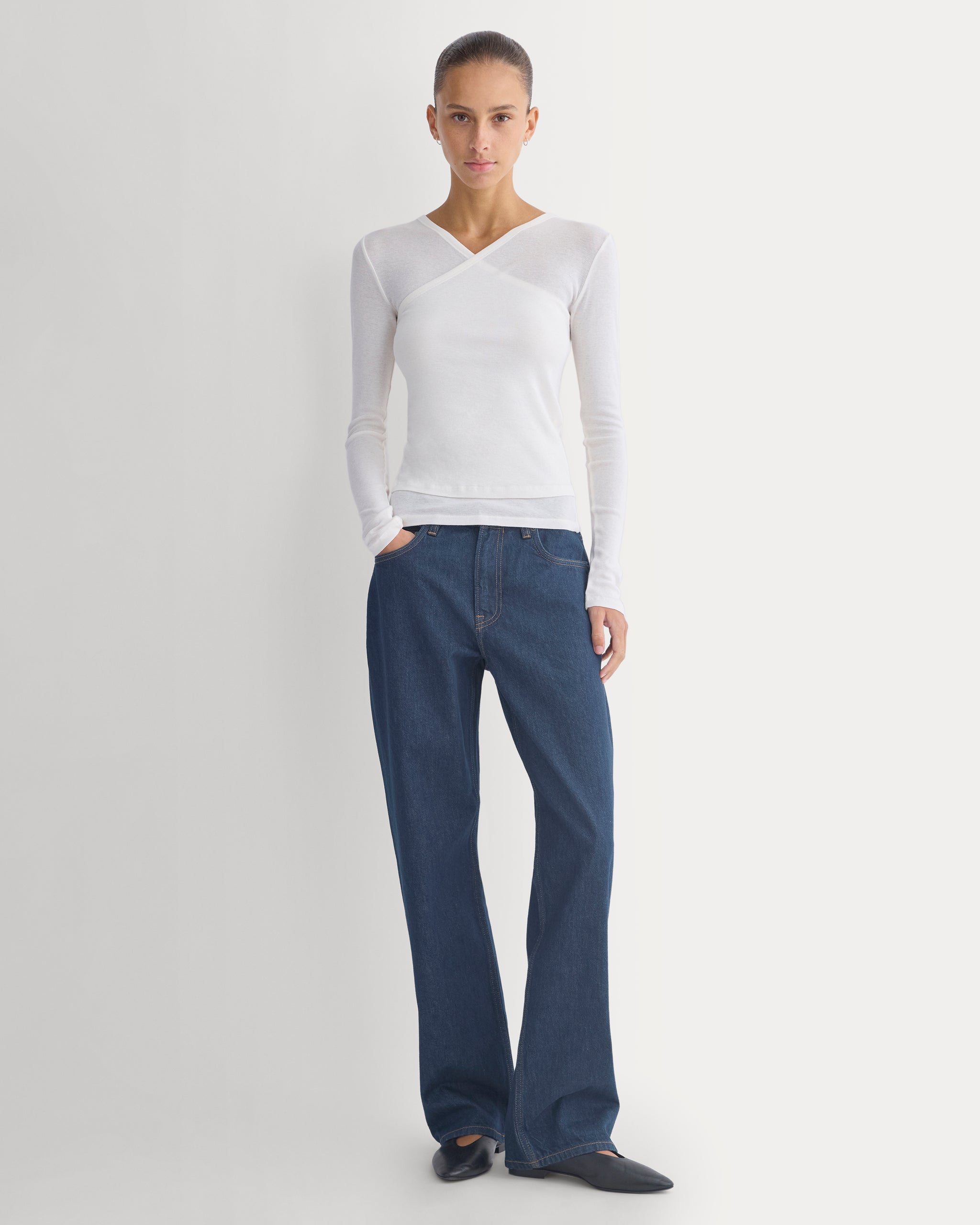 Tissue Double Layer One Shoulder Top | Bone