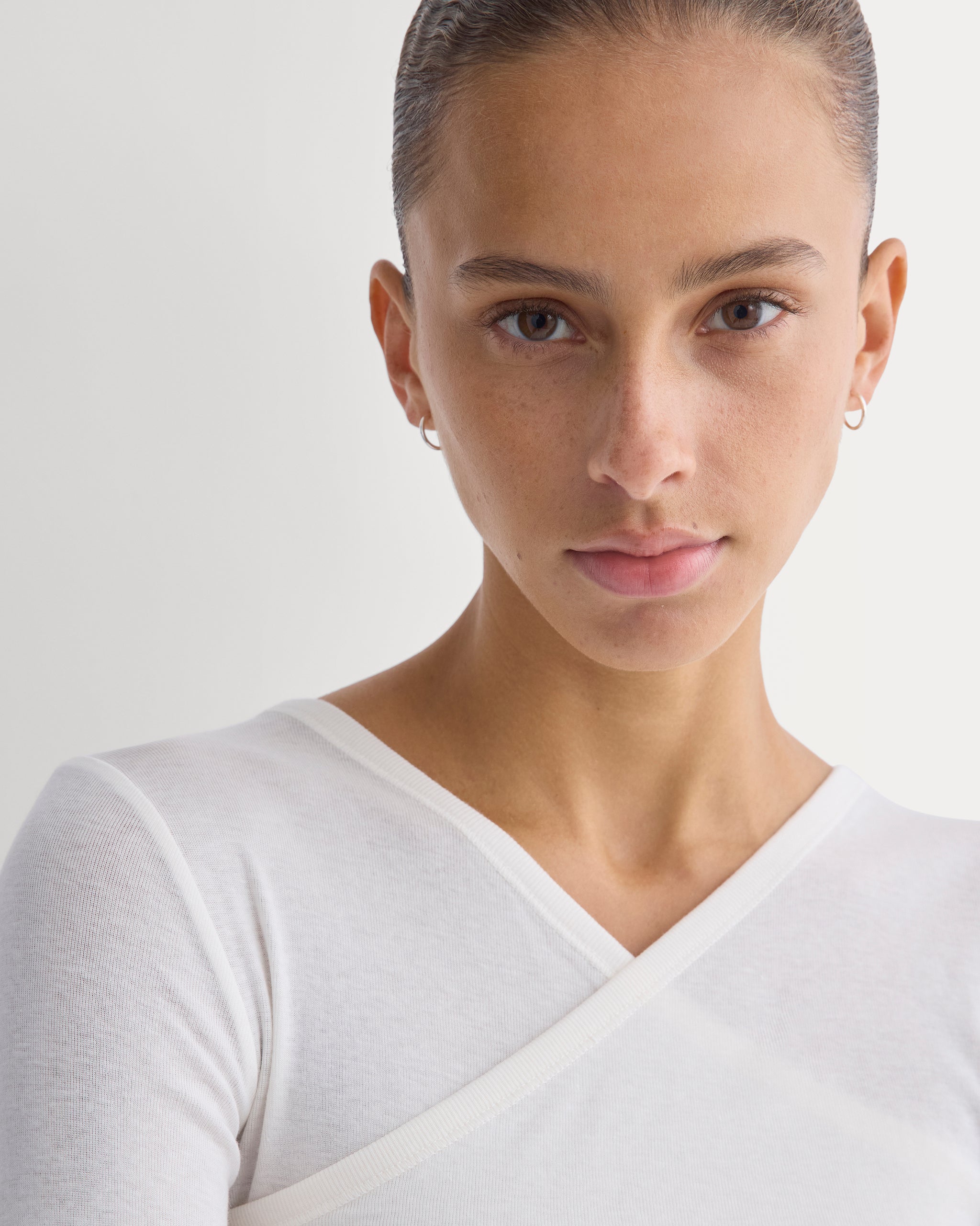 Tissue Double Layer One Shoulder Top | Bone