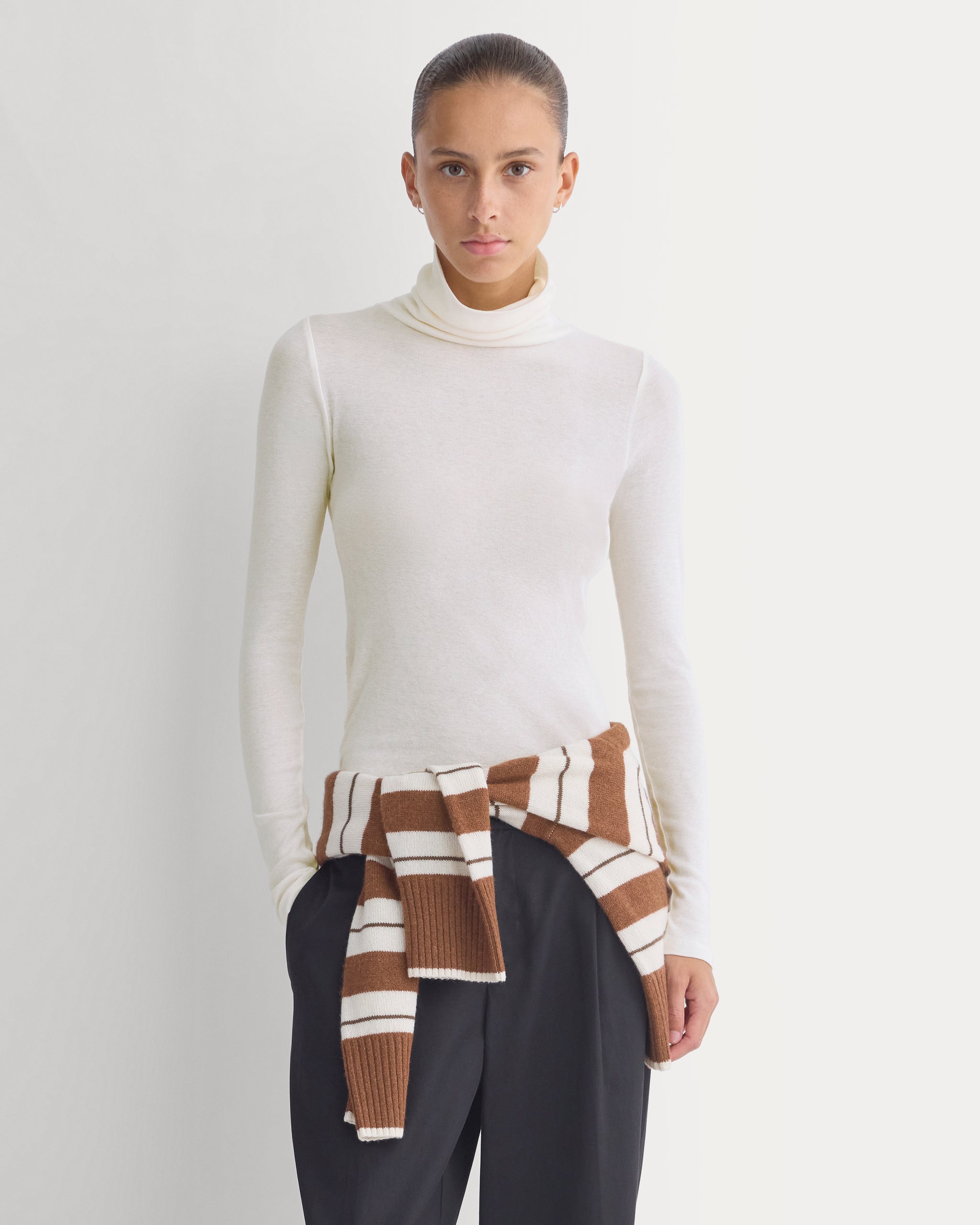 Tissue Long-Sleeve Turtleneck | Bone