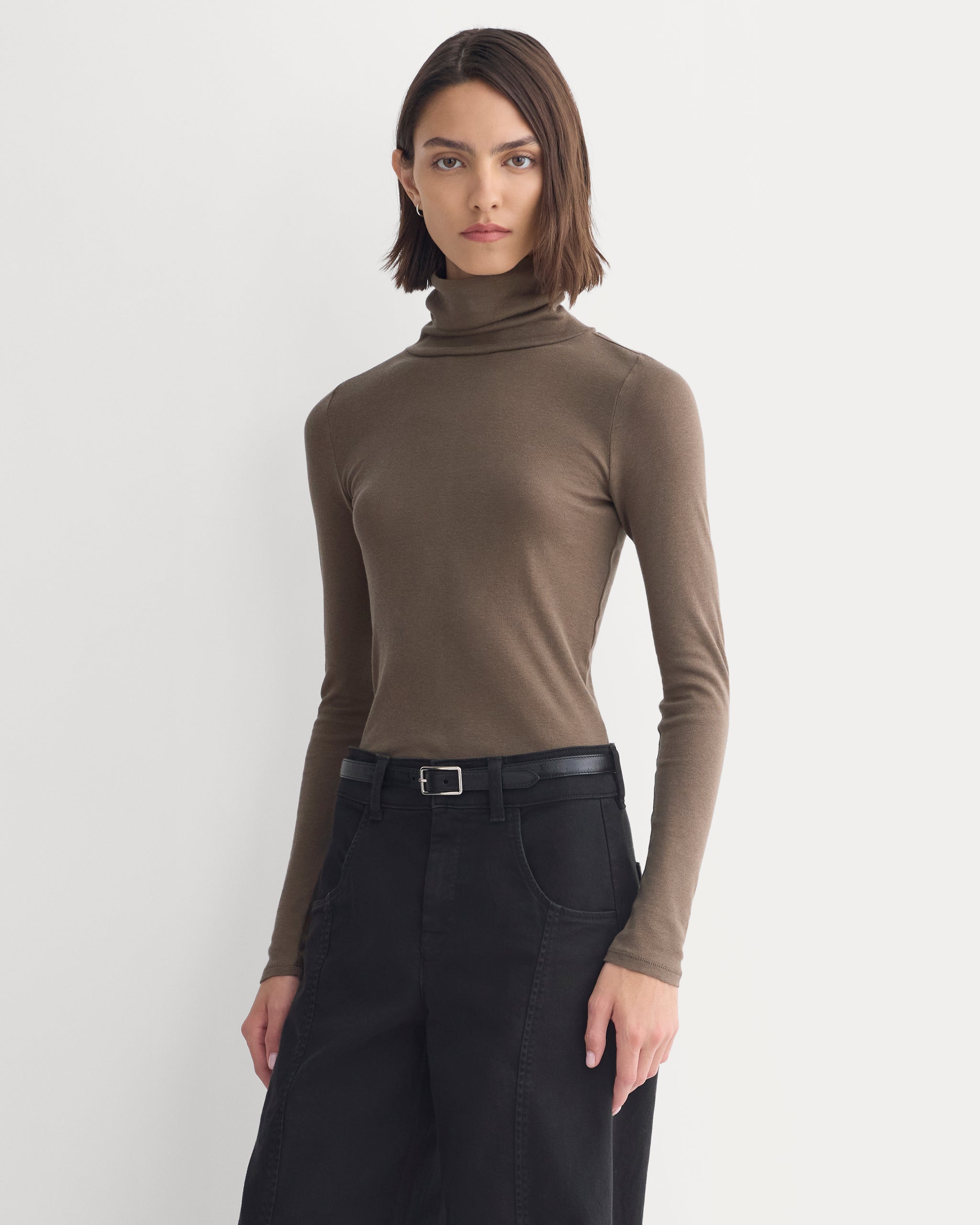 Tissue Long-Sleeve Turtleneck | Deep Taupe