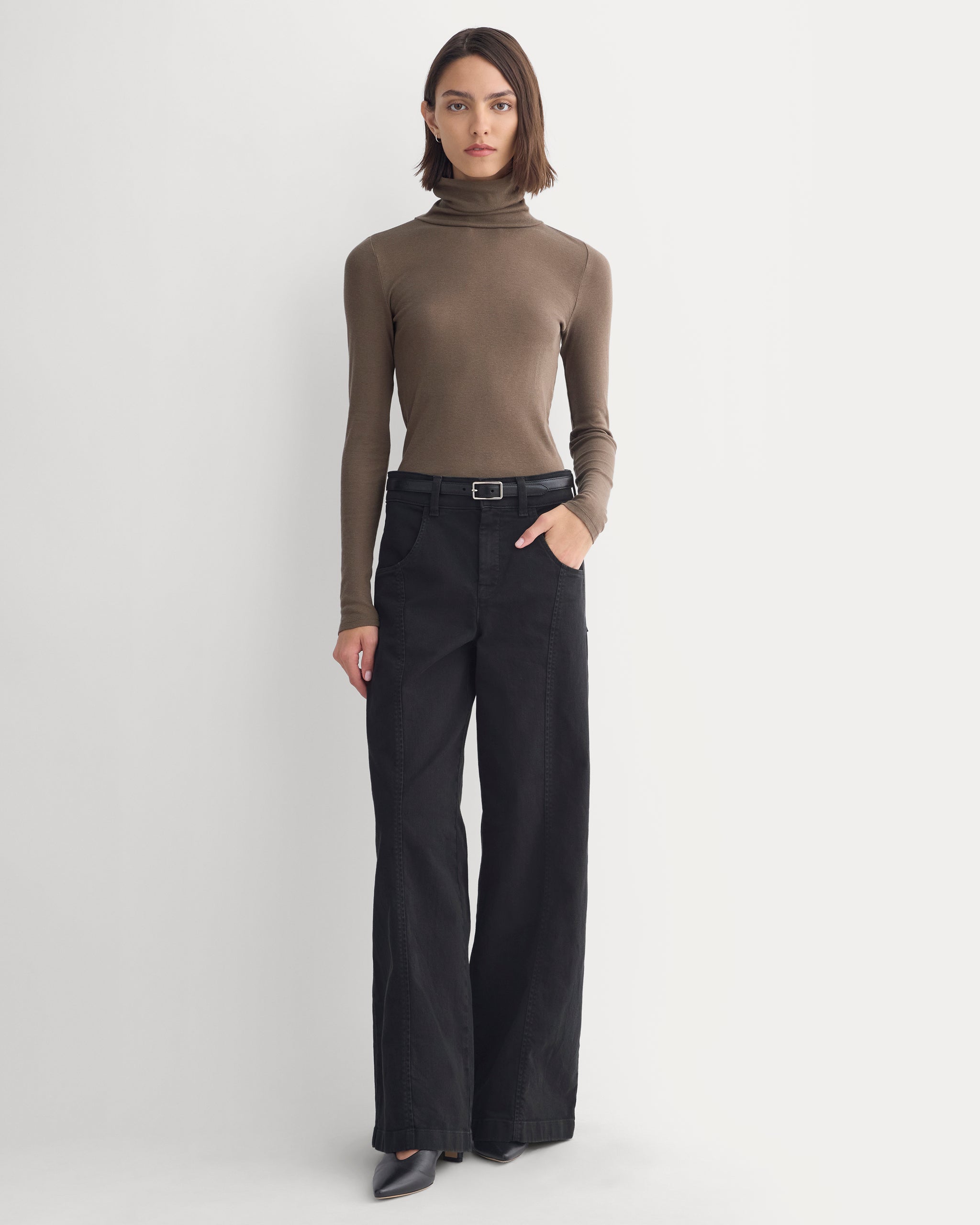 Tissue Long-Sleeve Turtleneck | Deep Taupe