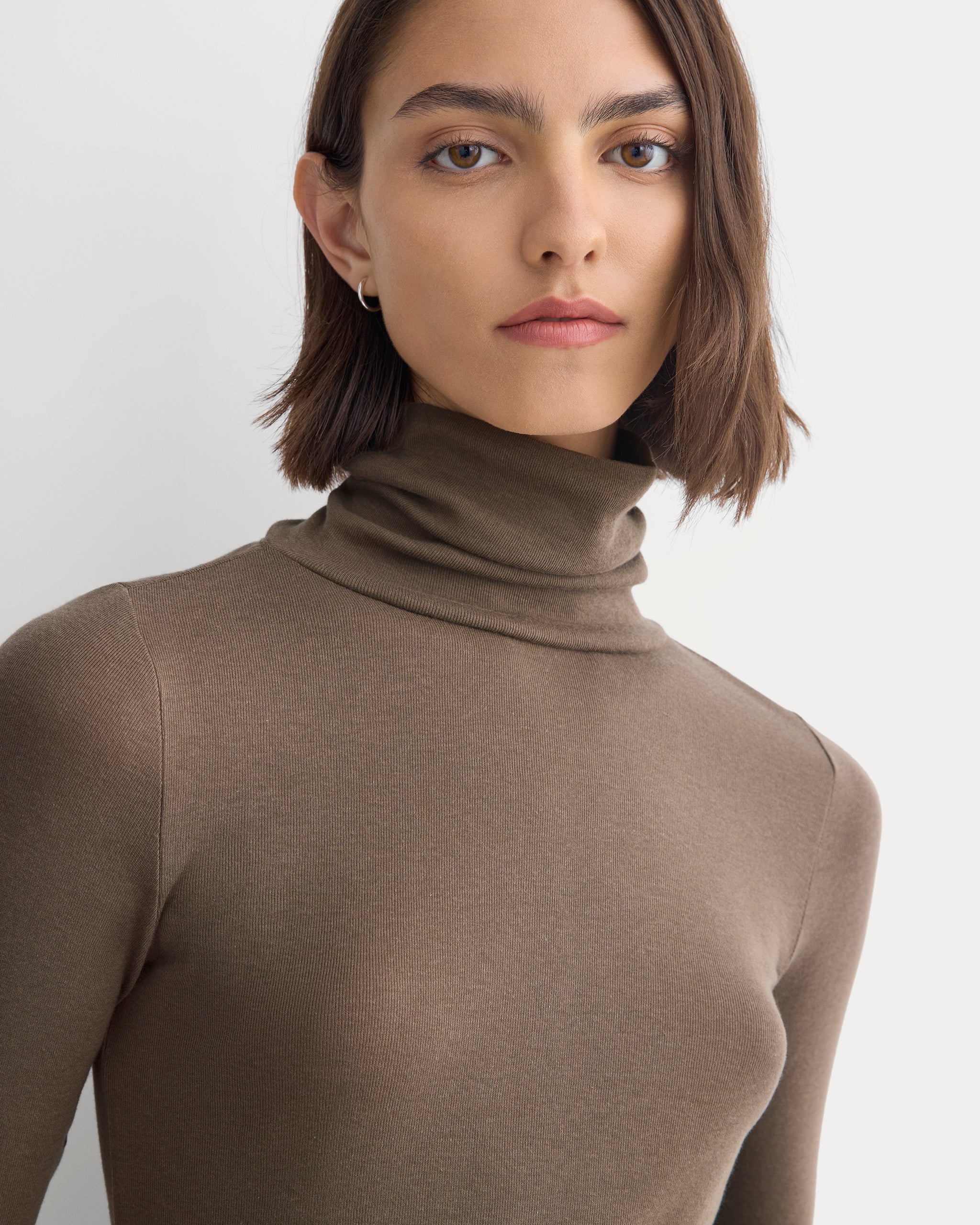 Tissue Long-Sleeve Turtleneck | Deep Taupe