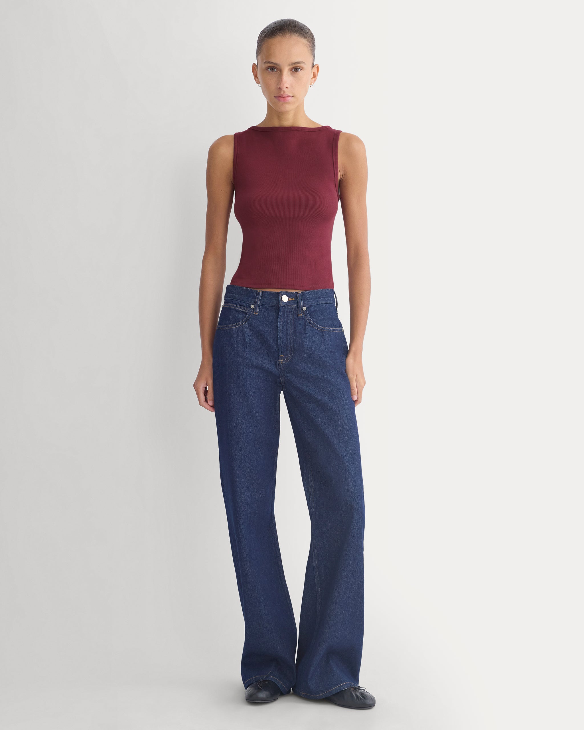 Effortless Rib Boatneck Tank | Cabernet