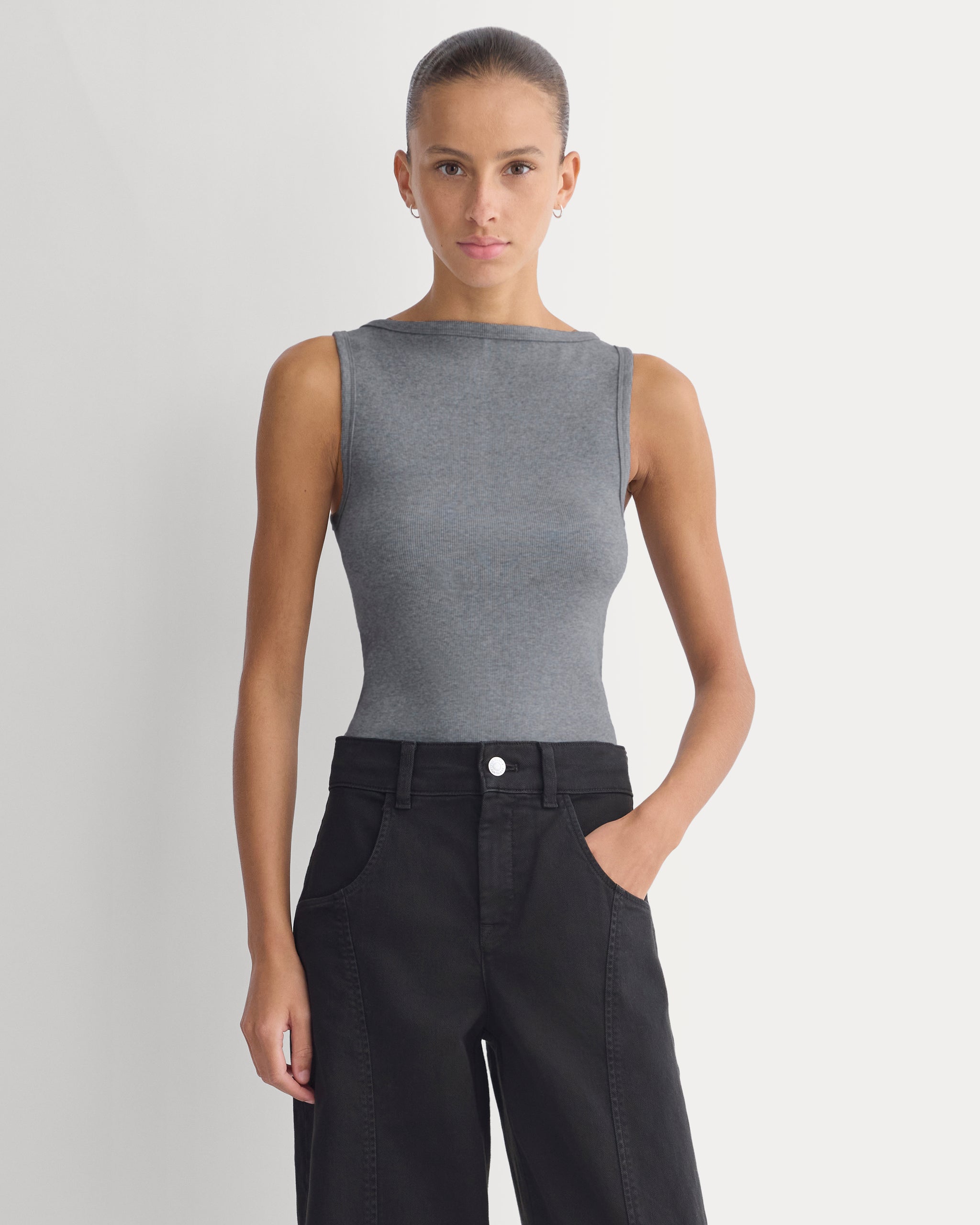 Effortless Rib Boatneck Tank | Vintage Heather Grey