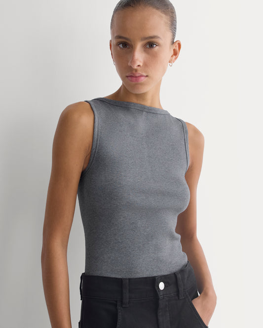 Effortless Rib Boatneck Tank | Vintage Heather Grey