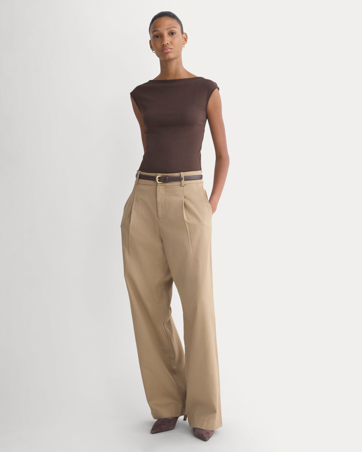 Form Boatneck Open Back Top | Coffee Bean
