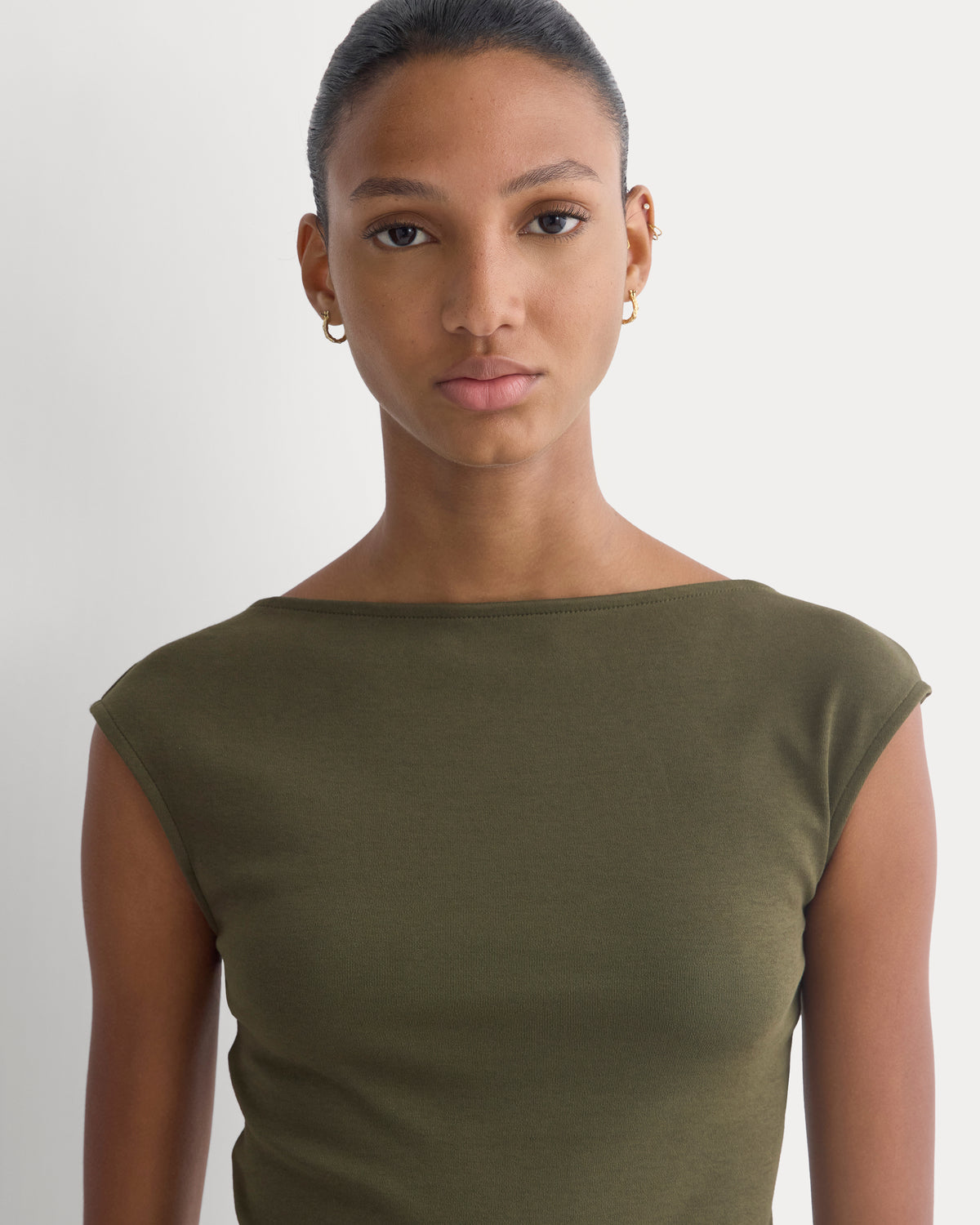 Form Boatneck Open Back Top | Olive Night