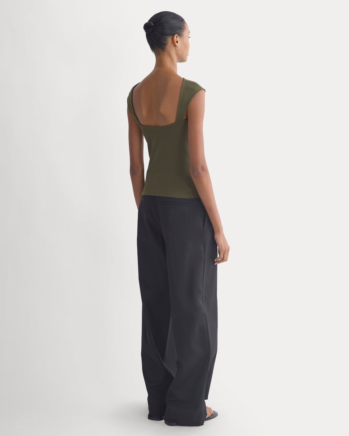 Form Boatneck Open Back Top | Olive Night