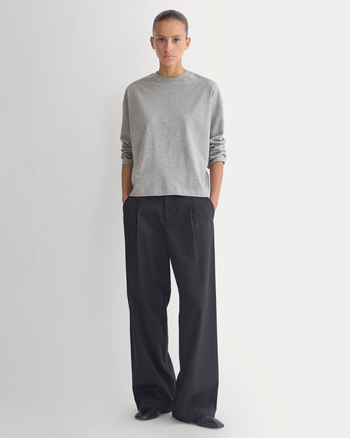 Forever Jersey Boxy Long-Sleeve Crew | Heathered Light Grey