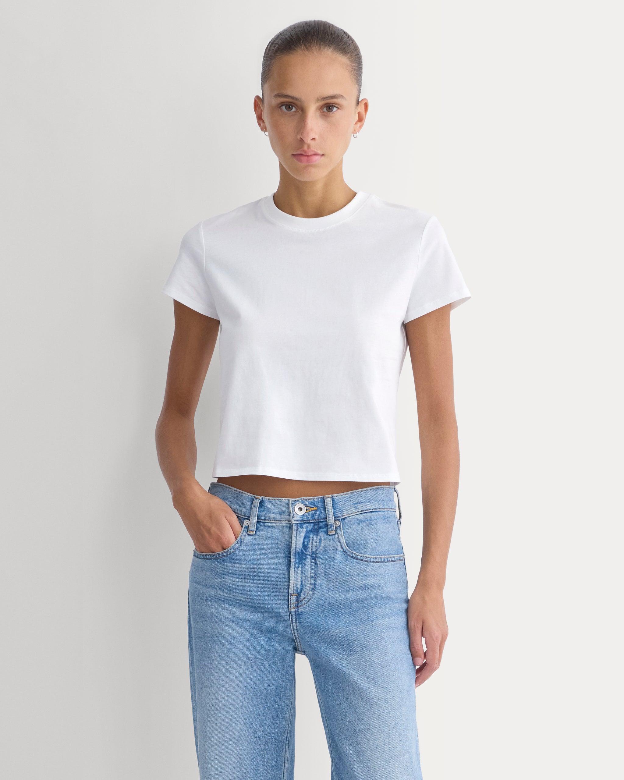 Forever Jersey Shrunken Crew | Optic White