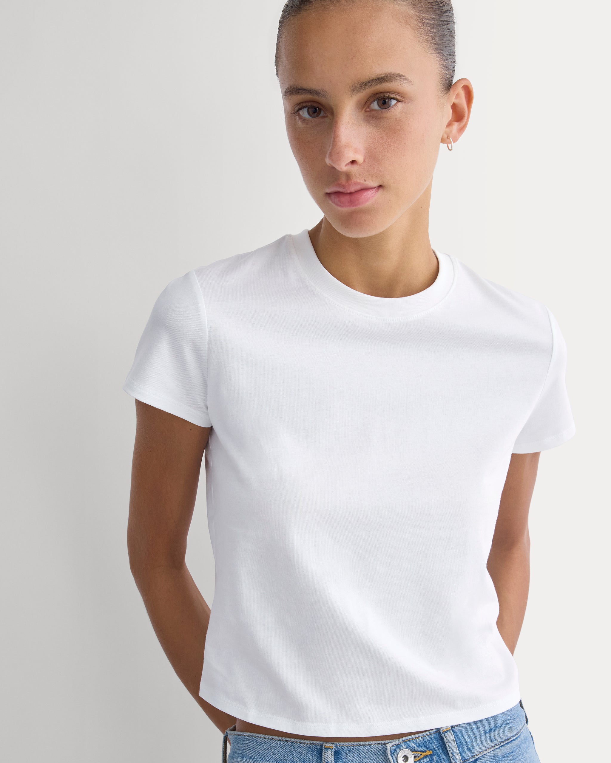 Forever Jersey Shrunken Crew | Optic White