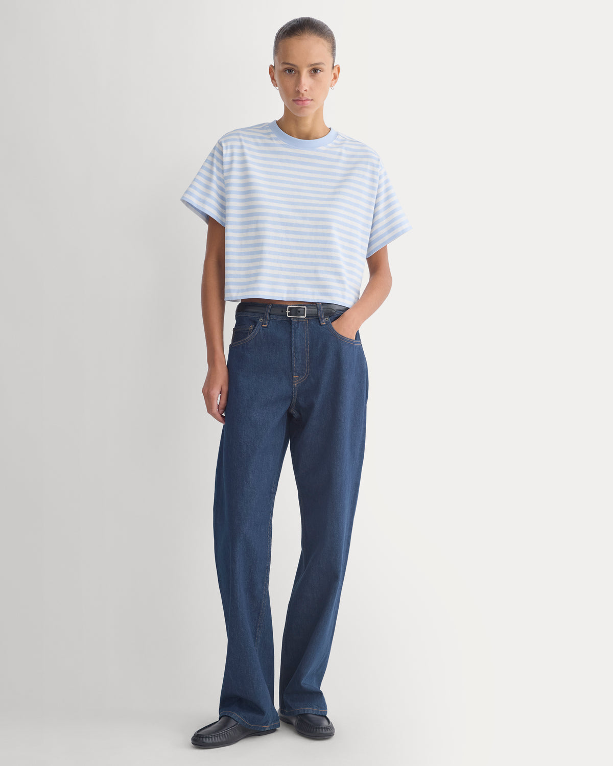 Forever Jersey Cropped Tee | Cashmere Blue / Bone