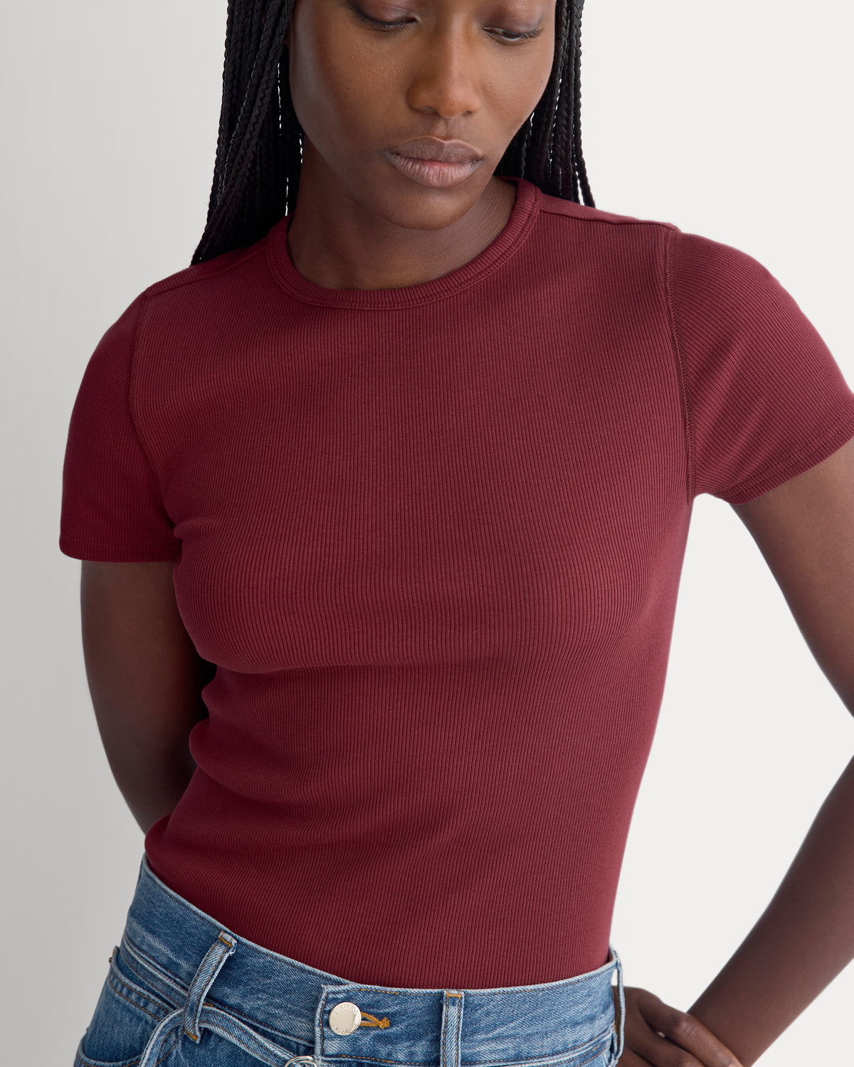Effortless Rib Short-Sleeve Crew | Cabernet