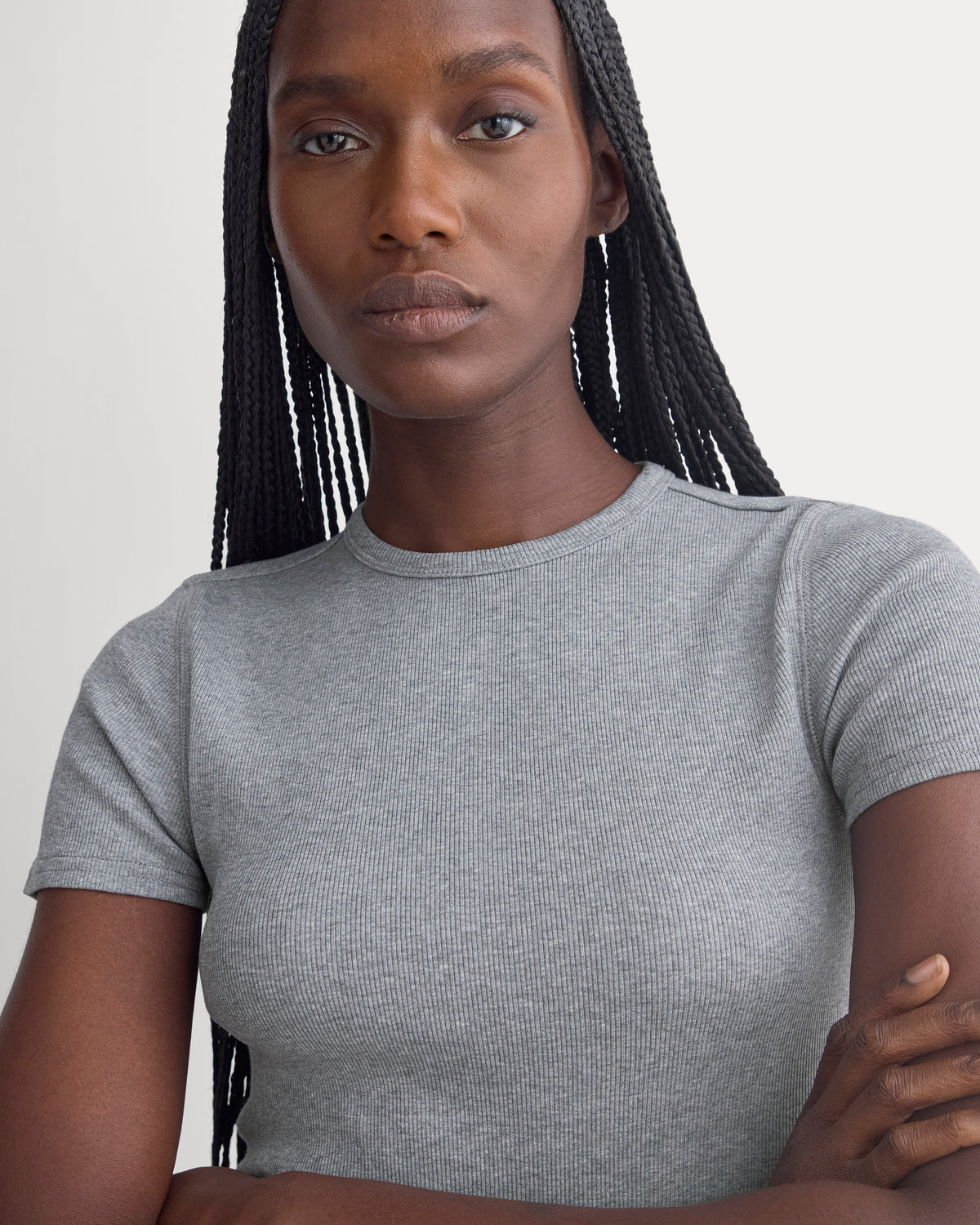 Effortless Rib Short-Sleeve Crew | Vintage Heather Grey