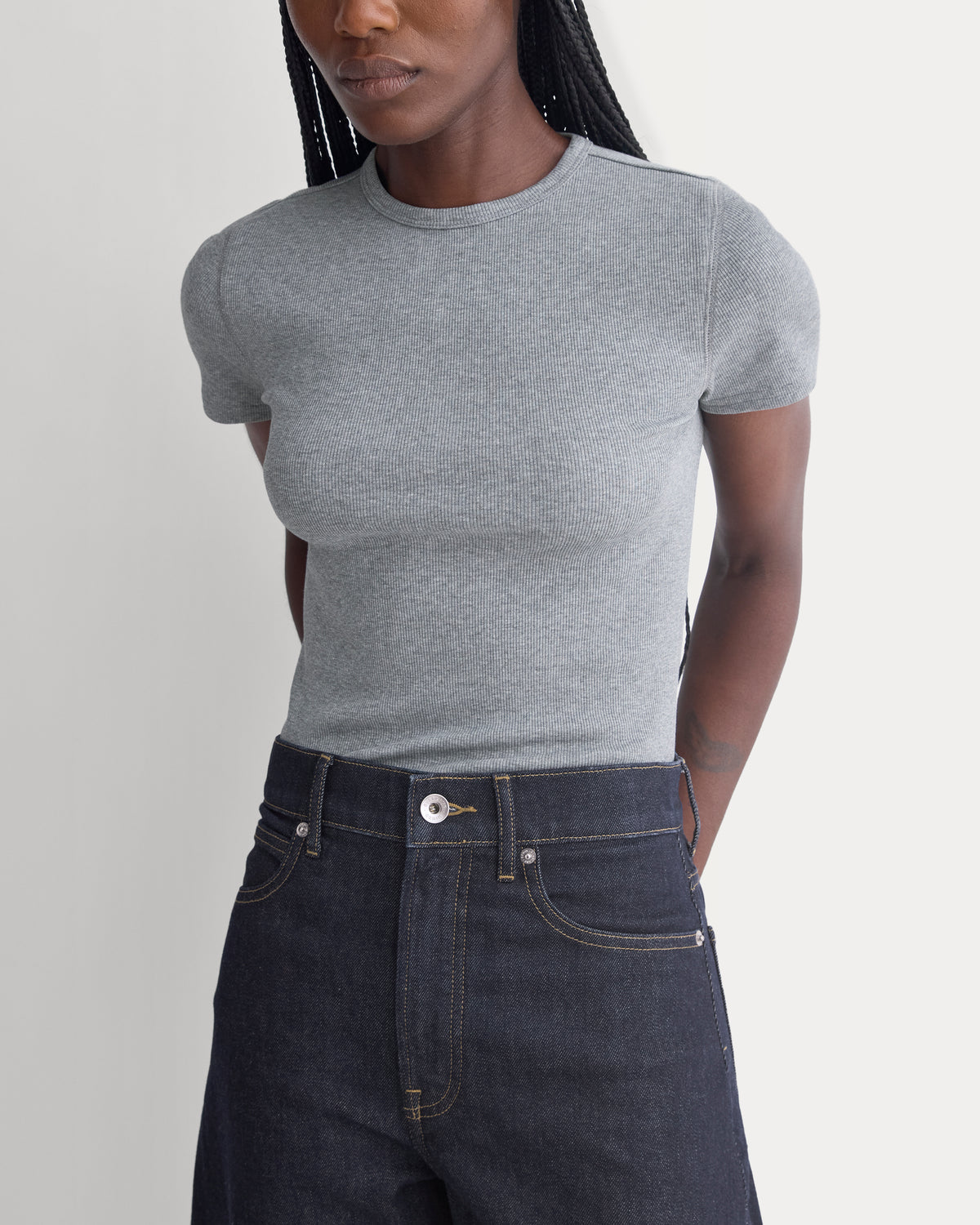 Effortless Rib Short-Sleeve Crew | Vintage Heather Grey