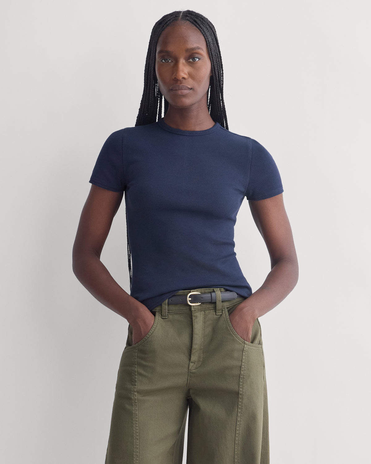 Effortless Rib Short-Sleeve Crew |  Navy