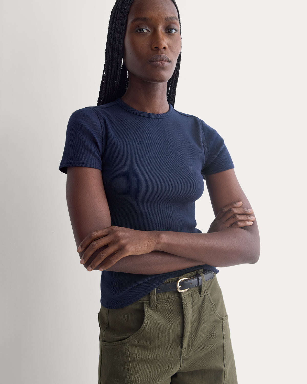 Effortless Rib Short-Sleeve Crew |  Navy