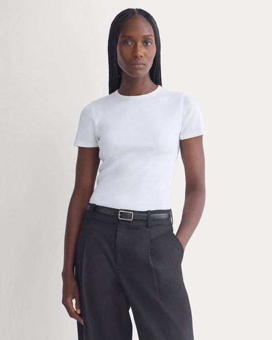 Effortless Rib Short-Sleeve Crew | White