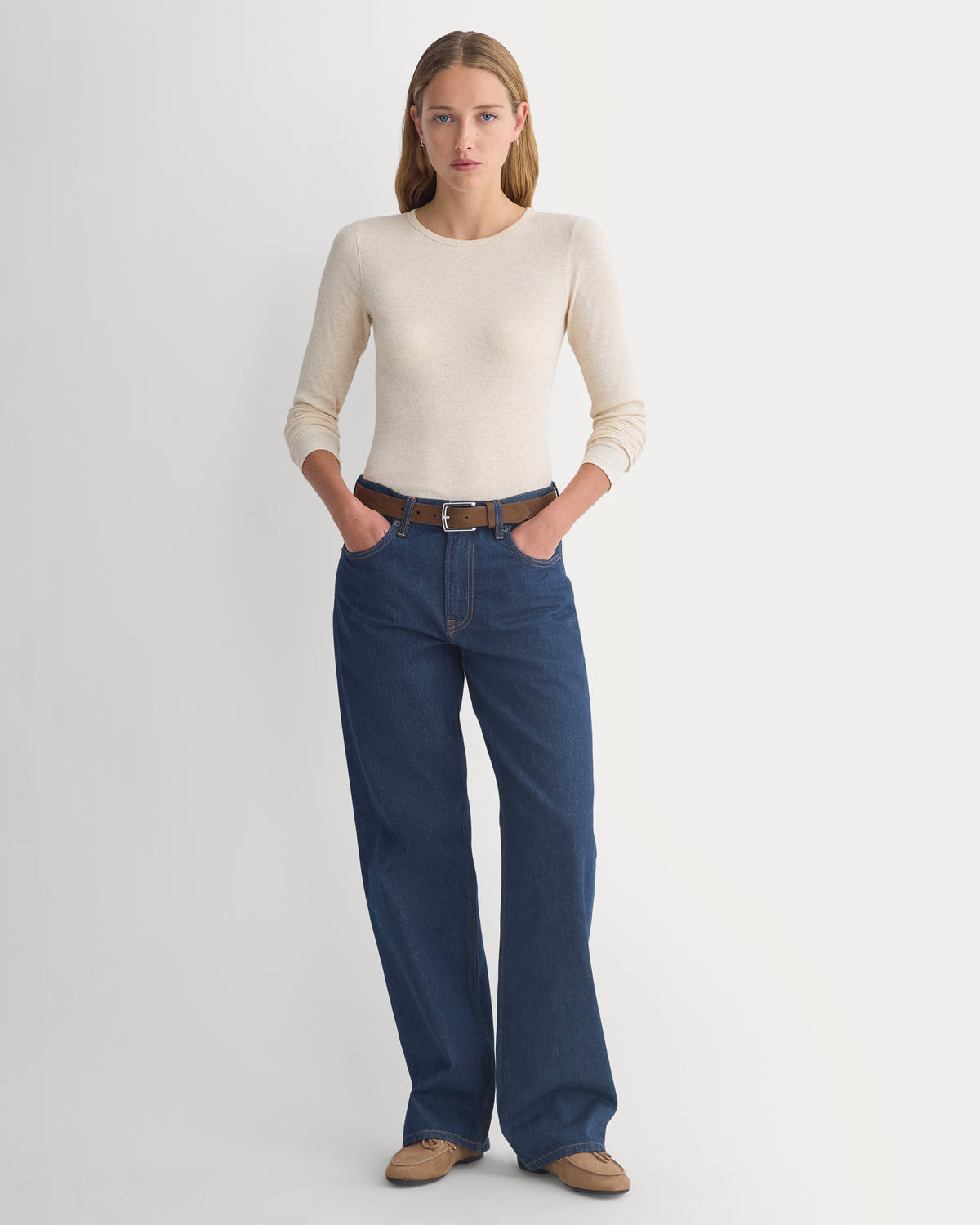 The Luxe Rib Long-Sleeve Crew | Heathered Oat