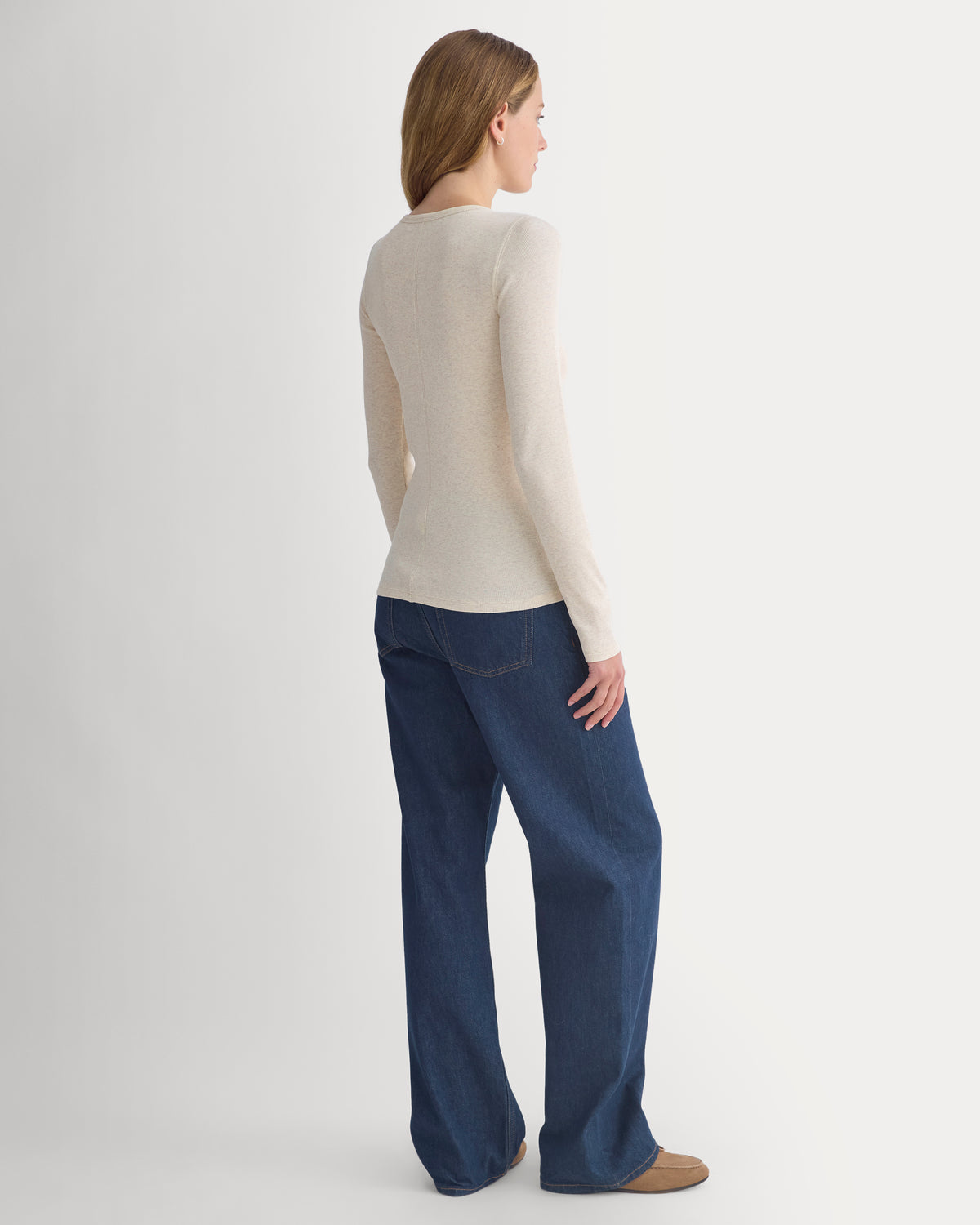 The Luxe Rib Long-Sleeve Crew | Heathered Oat