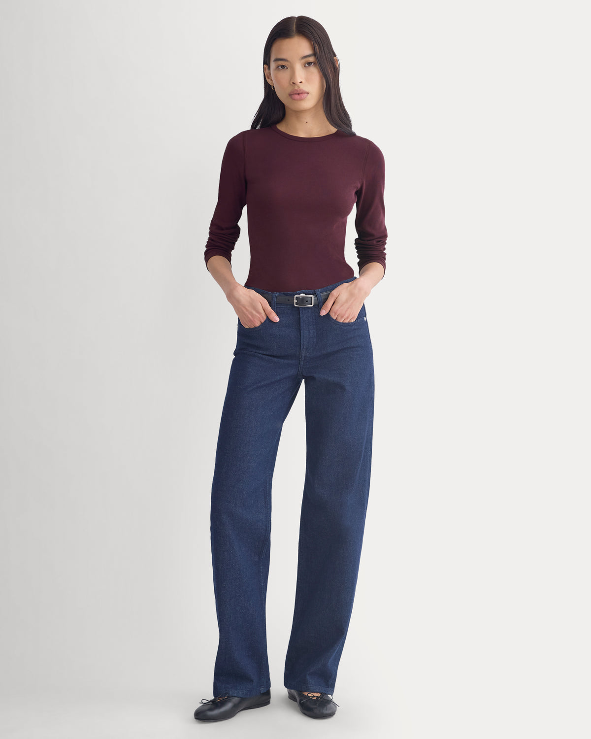 The Luxe Rib Long-Sleeve Crew | Deep Plum