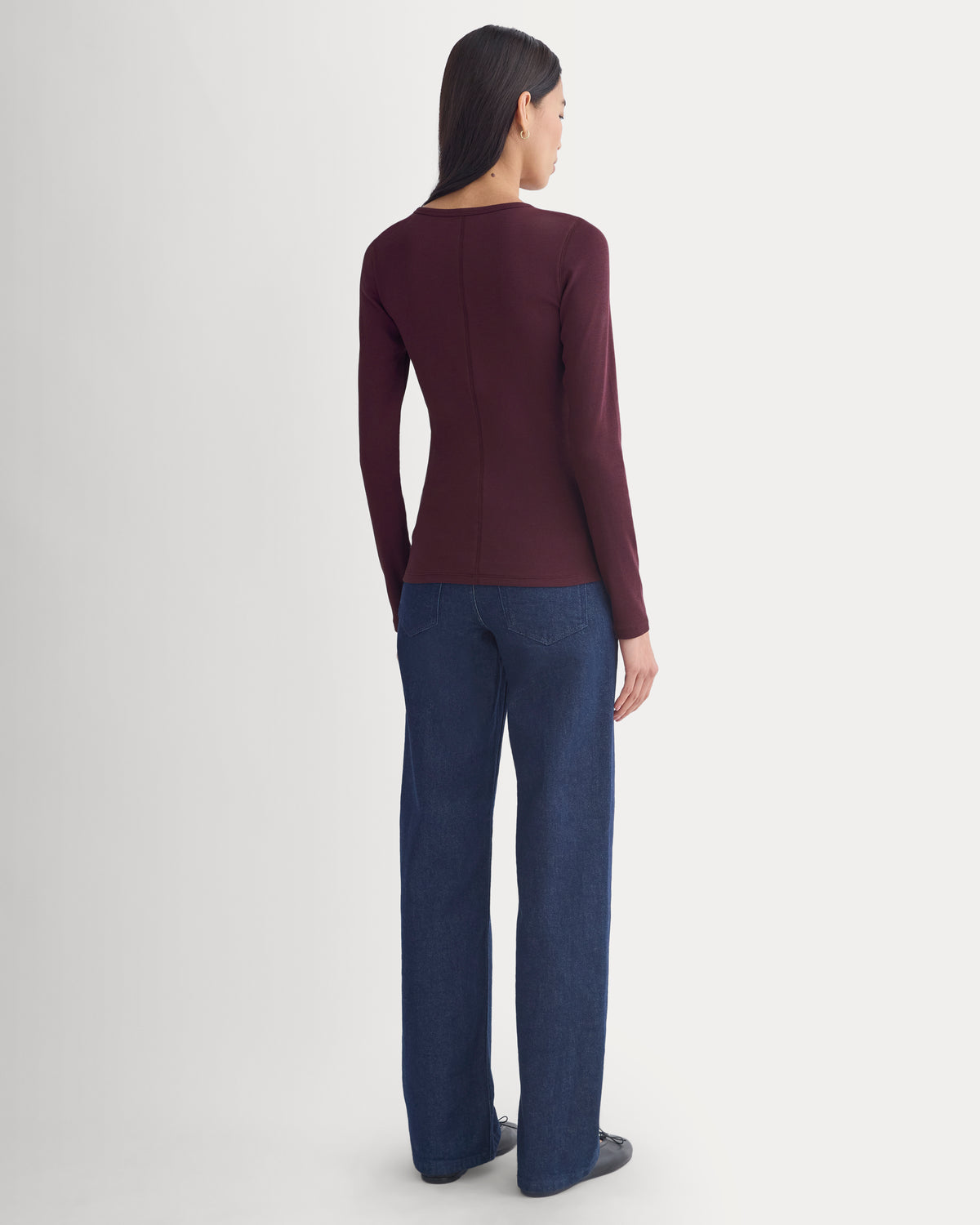 The Luxe Rib Long-Sleeve Crew | Deep Plum
