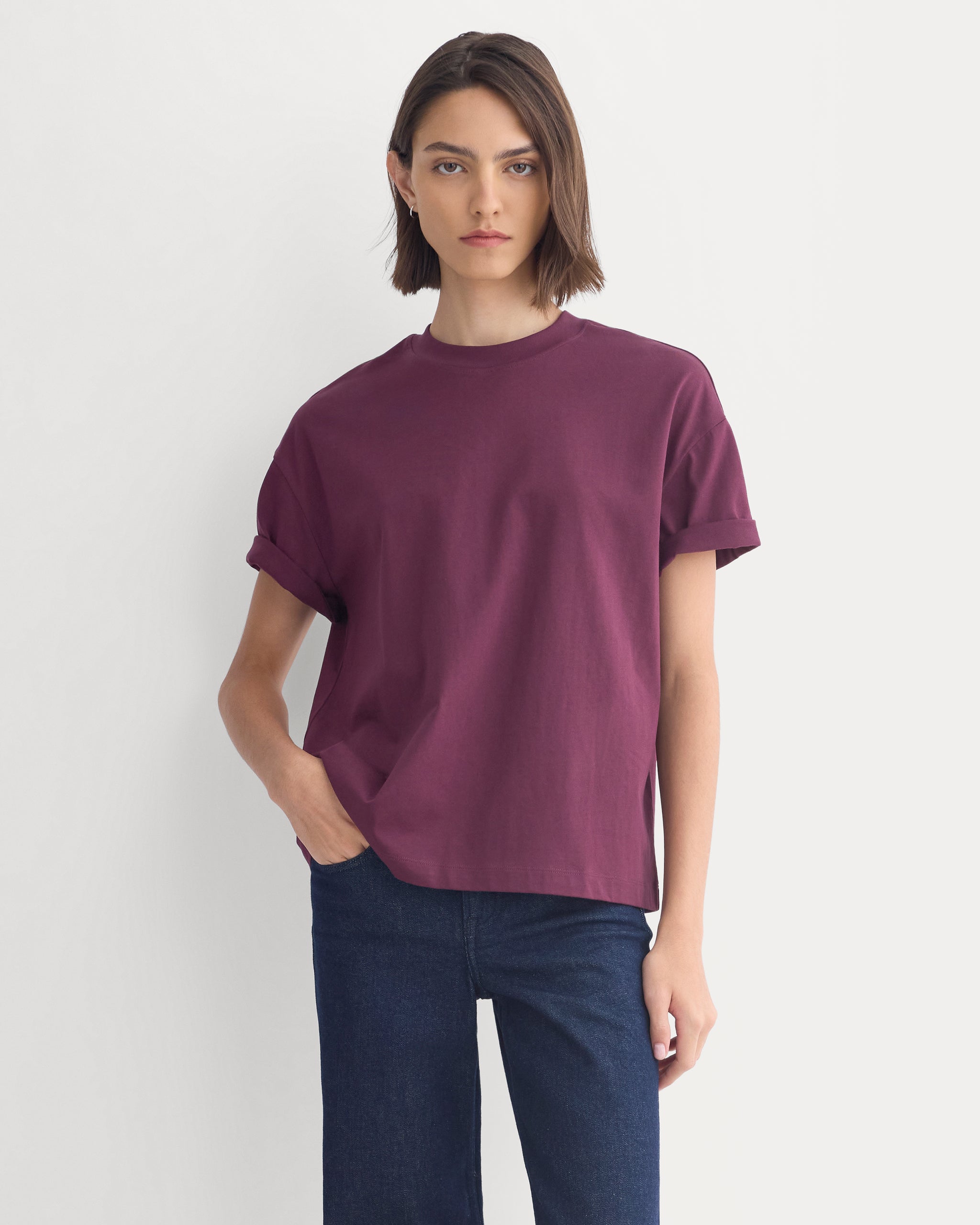Forever Jersey Oversized Tee | Deep Plum