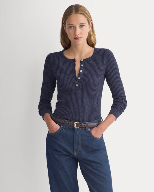 The Cozy Rib Henley |  Navy
