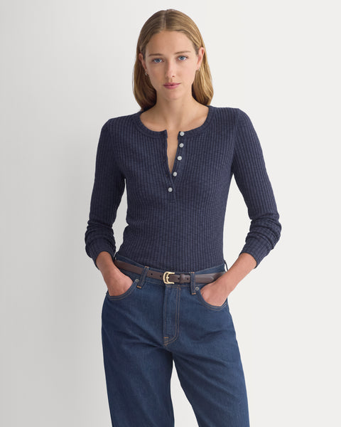 The Cozy Rib Henley | Navy – Everlane