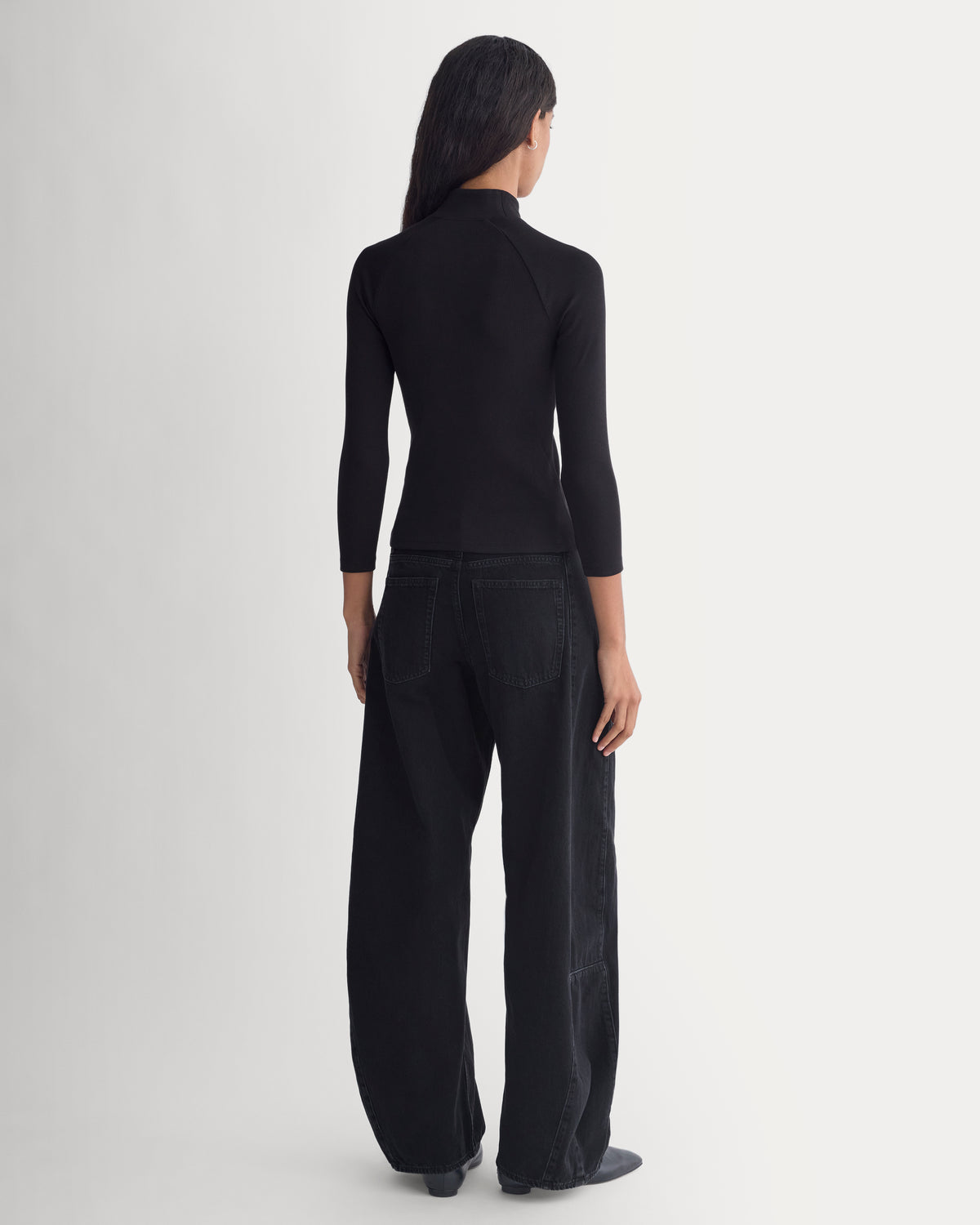 Effortless Rib Raglan Henley | Black