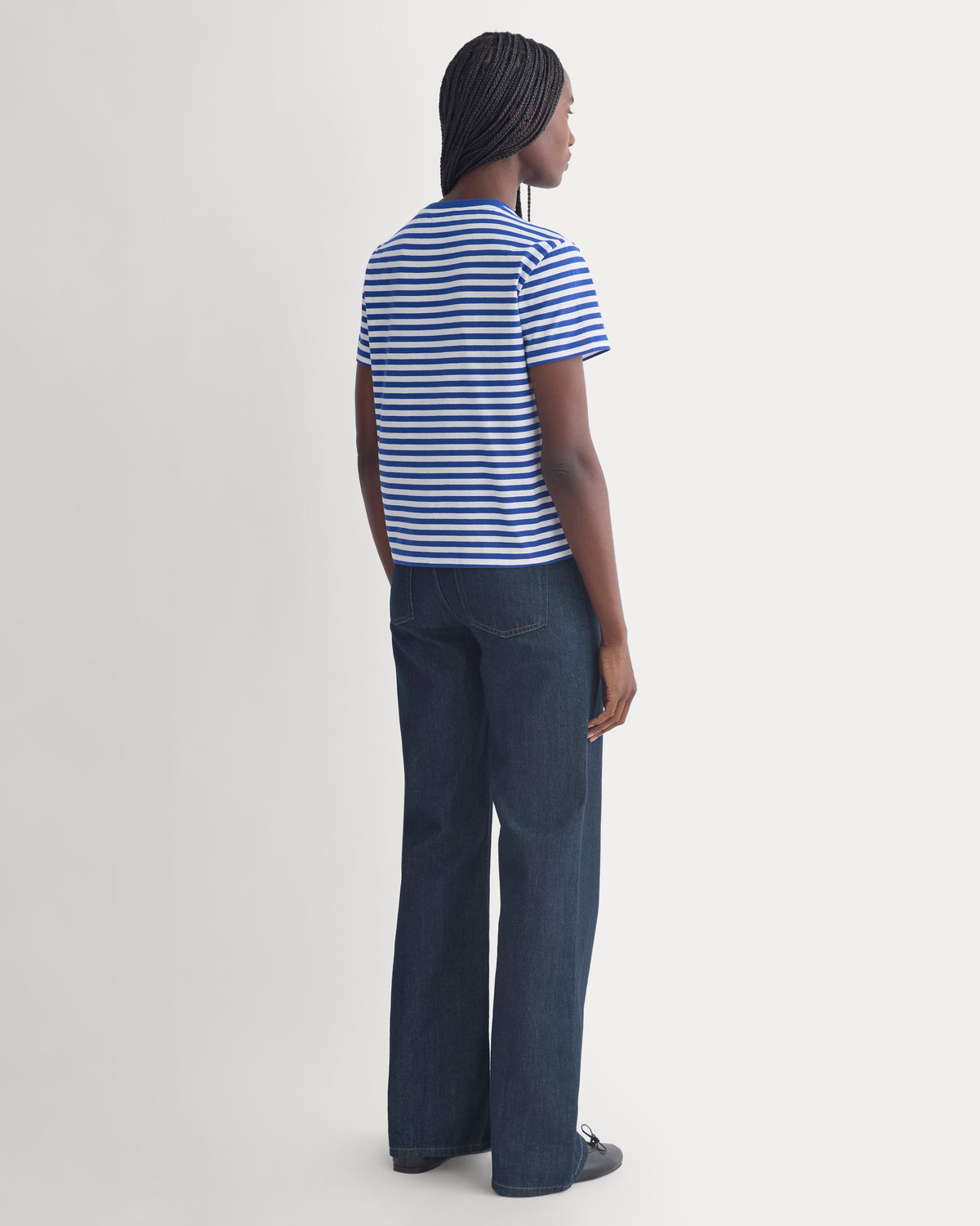 The Organic Cotton Box-Cut Pocket Tee | Bone / Sodalite Blue | No Pocket