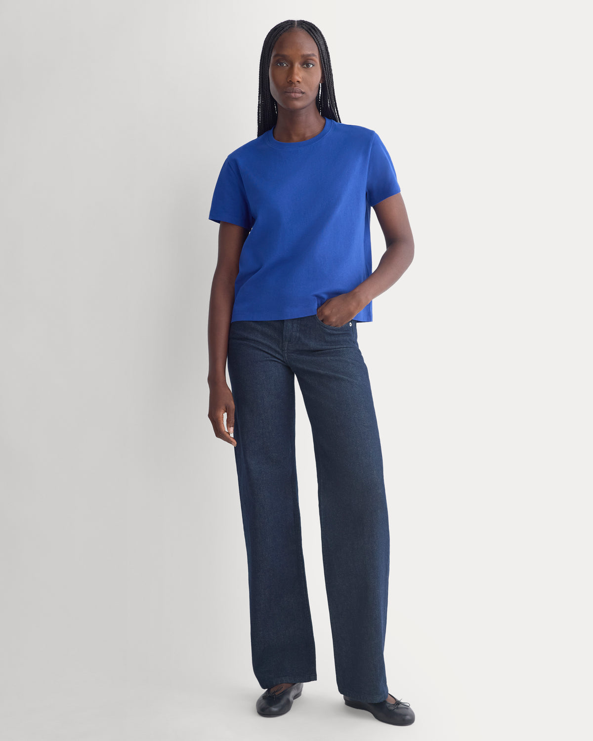 The Box-Cut Tee in Essential Cotton | Soladite Blue | No Pocket