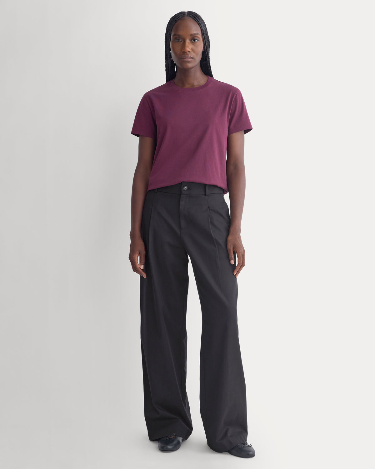 The Box-Cut Tee in Essential Cotton | Deep Plum | No Pocket