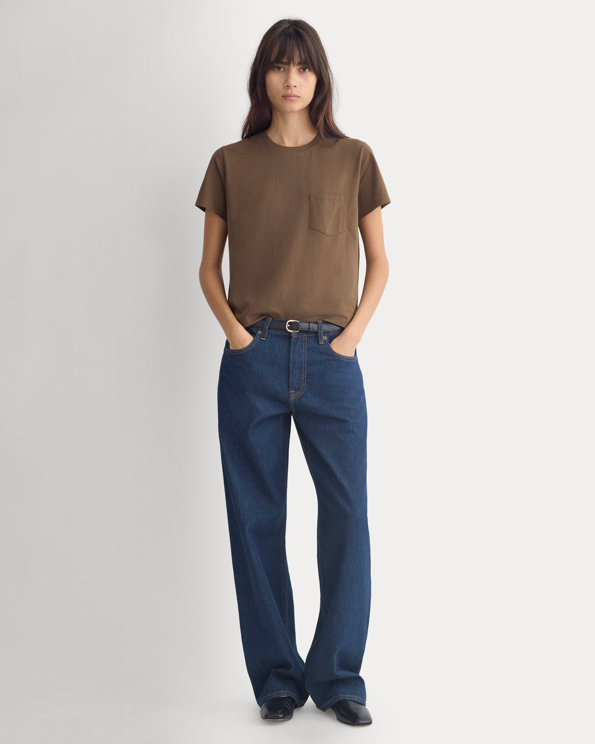 The Box-Cut Tee in Essential Cotton | Cocoa | Pocket