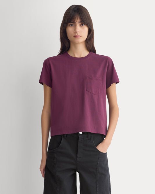 The Box-Cut Tee in Essential Cotton | Deep Plum | No Pocket
