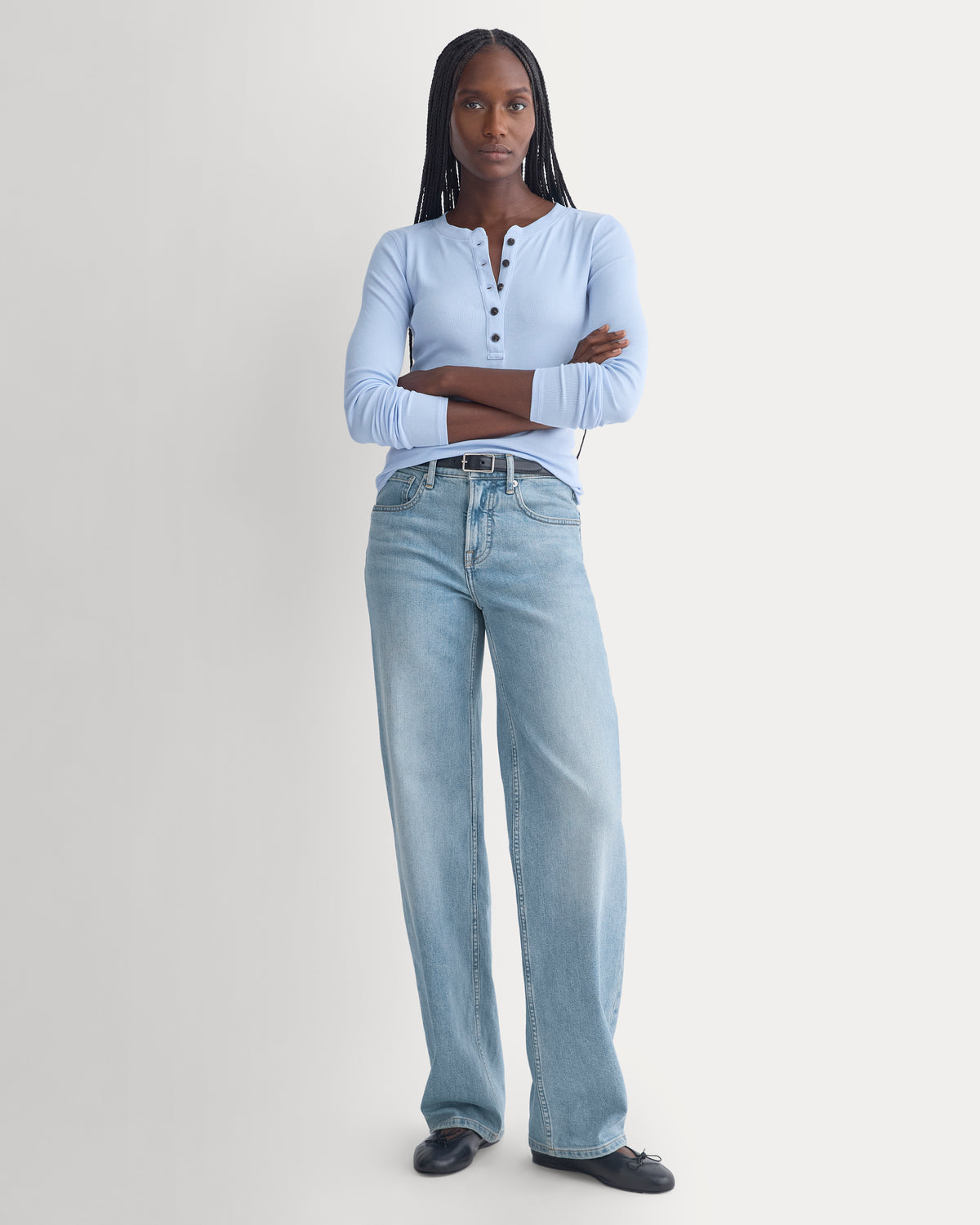 The Luxe Rib Henley | Cashmere Blue