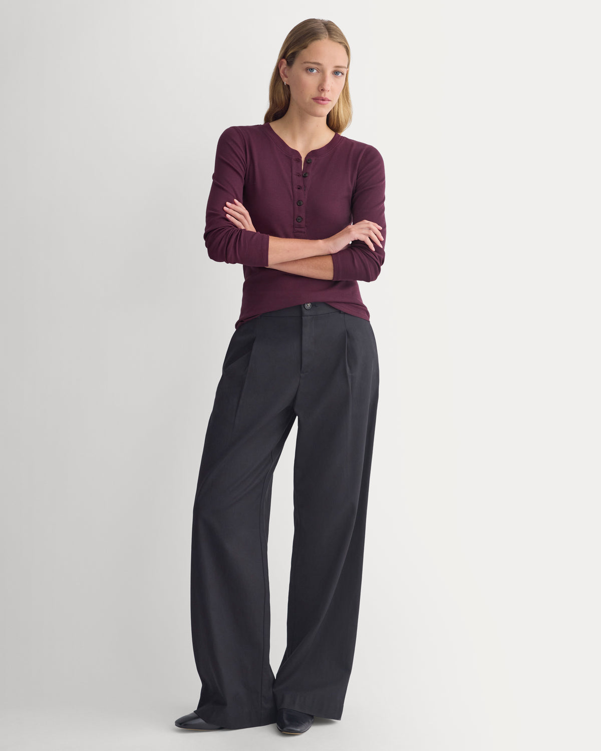 The Luxe Rib Henley | Deep Plum