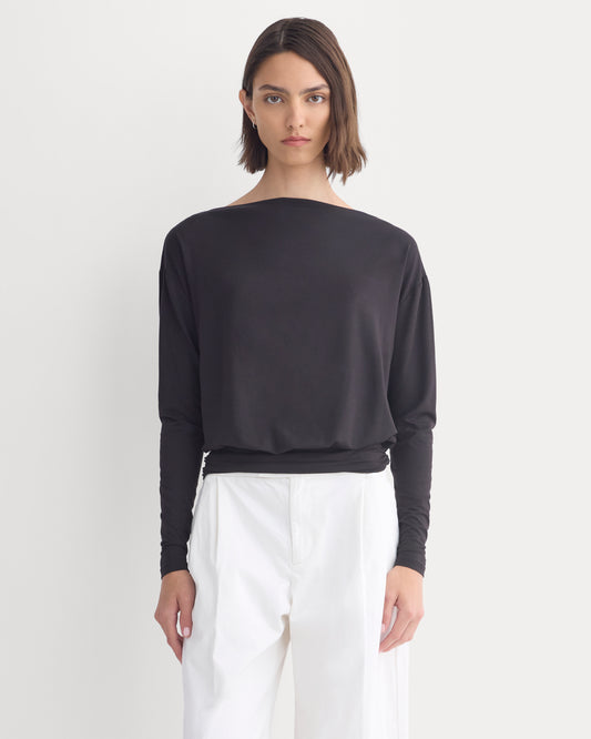 Drapey Jersey Slouchy Top | Black