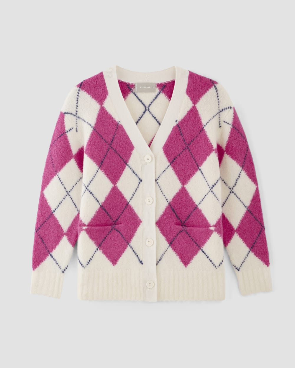 The SuperFuzz Alpaca Cardigan | Bone / Fuchsia Pink / Ocean