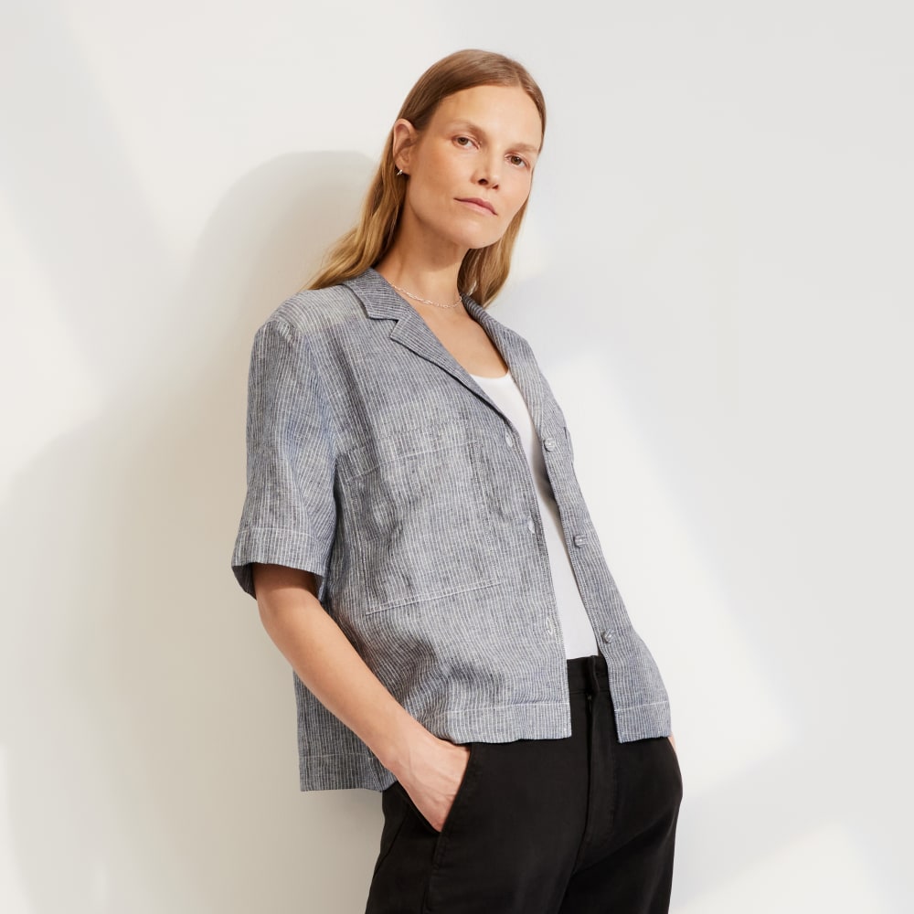 womens-linen-workwear-shirt-canvas-tan-navy | primary