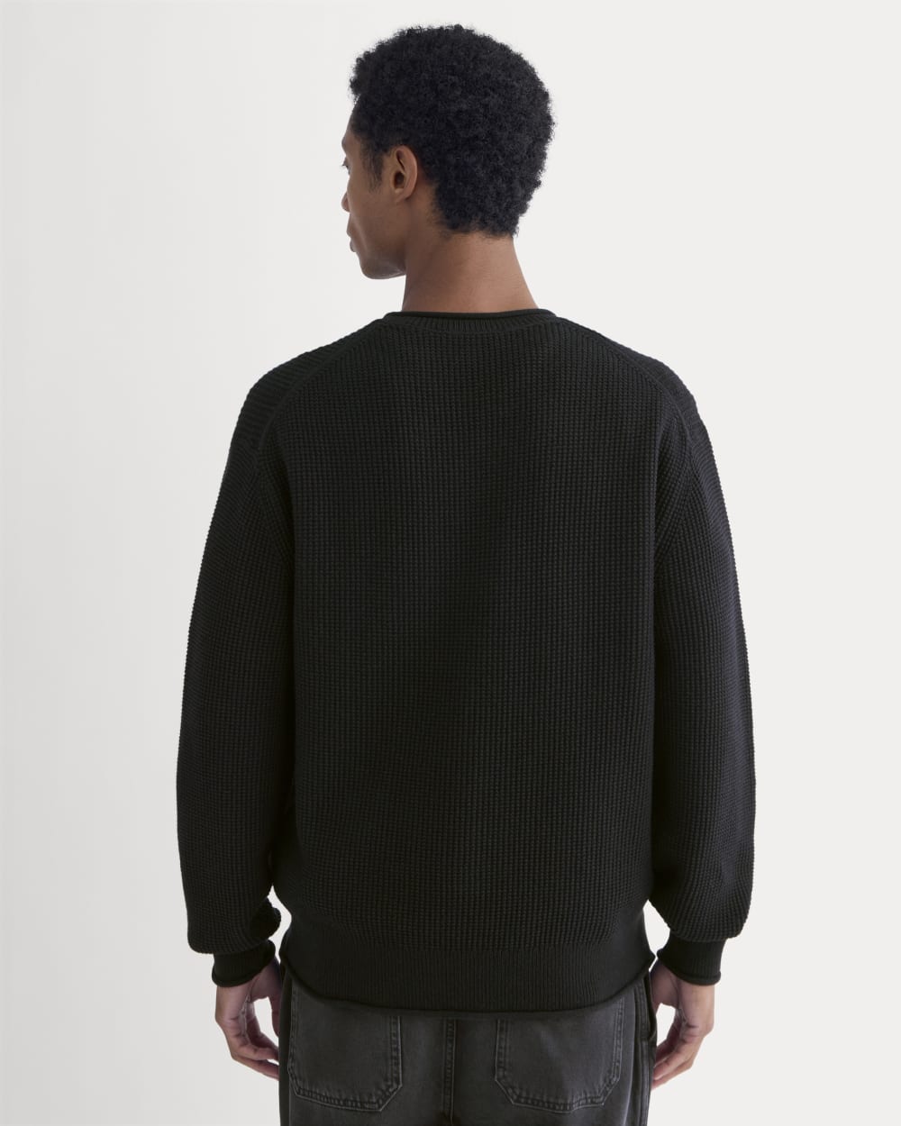 Waffle Rollneck Crew in Everyday Cotton | Black – Everlane