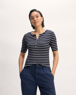 The Vintage Rib Henley | Navy / Bone