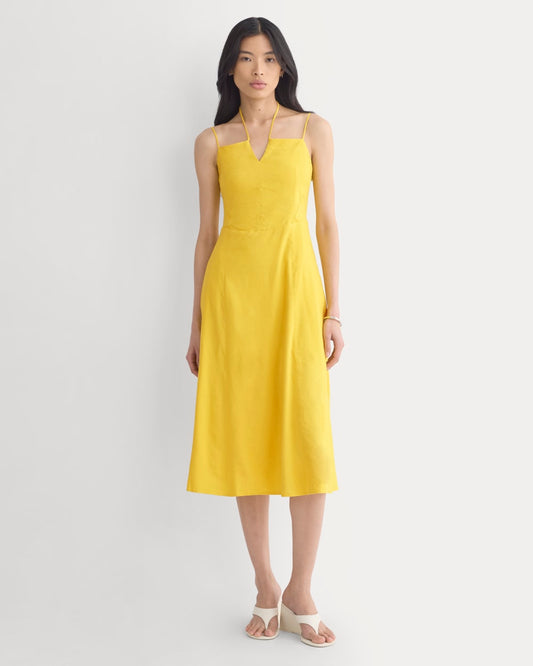 womens-tie-neck-dress-in-stretch-linen-passion-fruit | primary