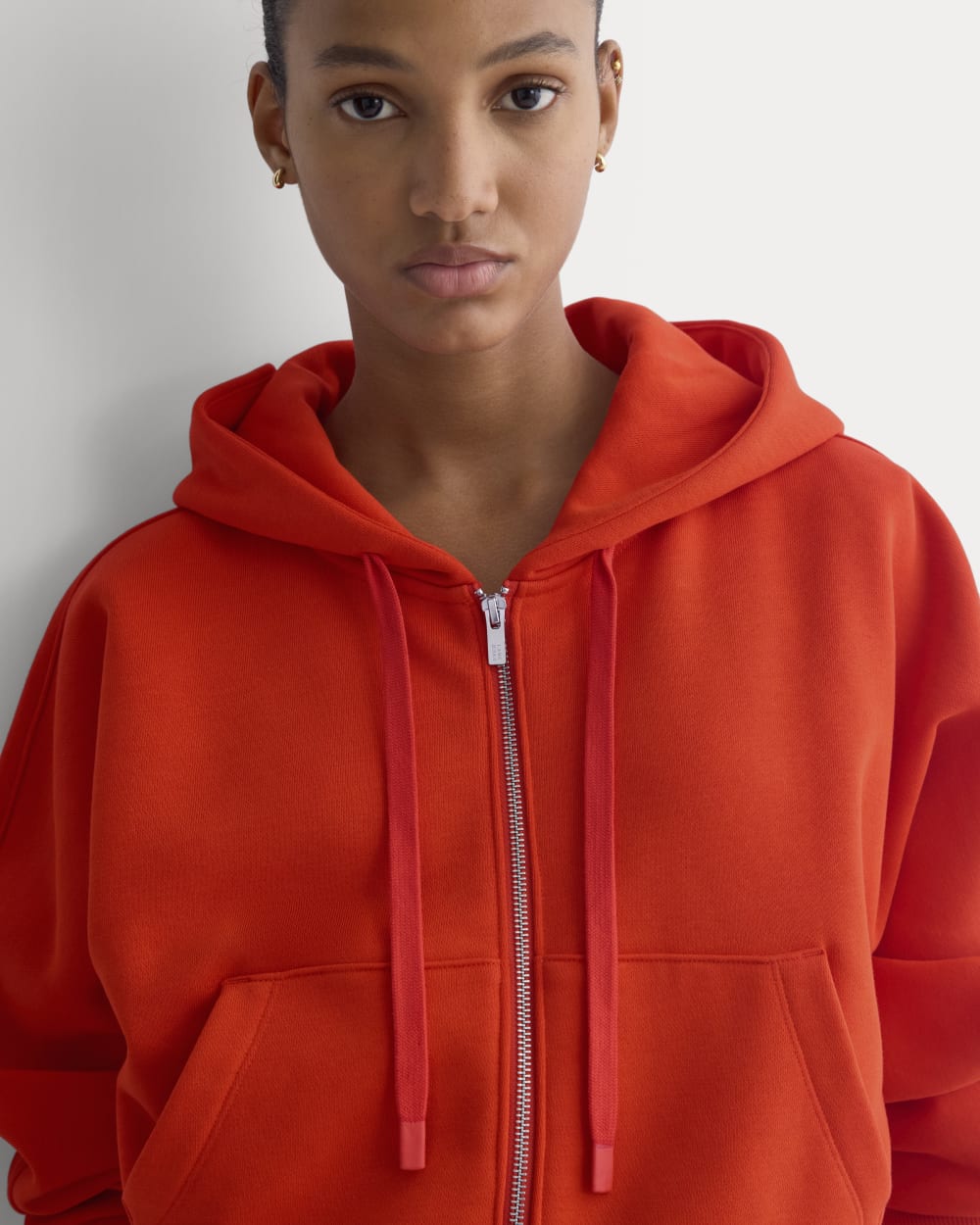 Luxe Fleece Full-Zip Cropped Hoodie | Fiery Red – Everlane