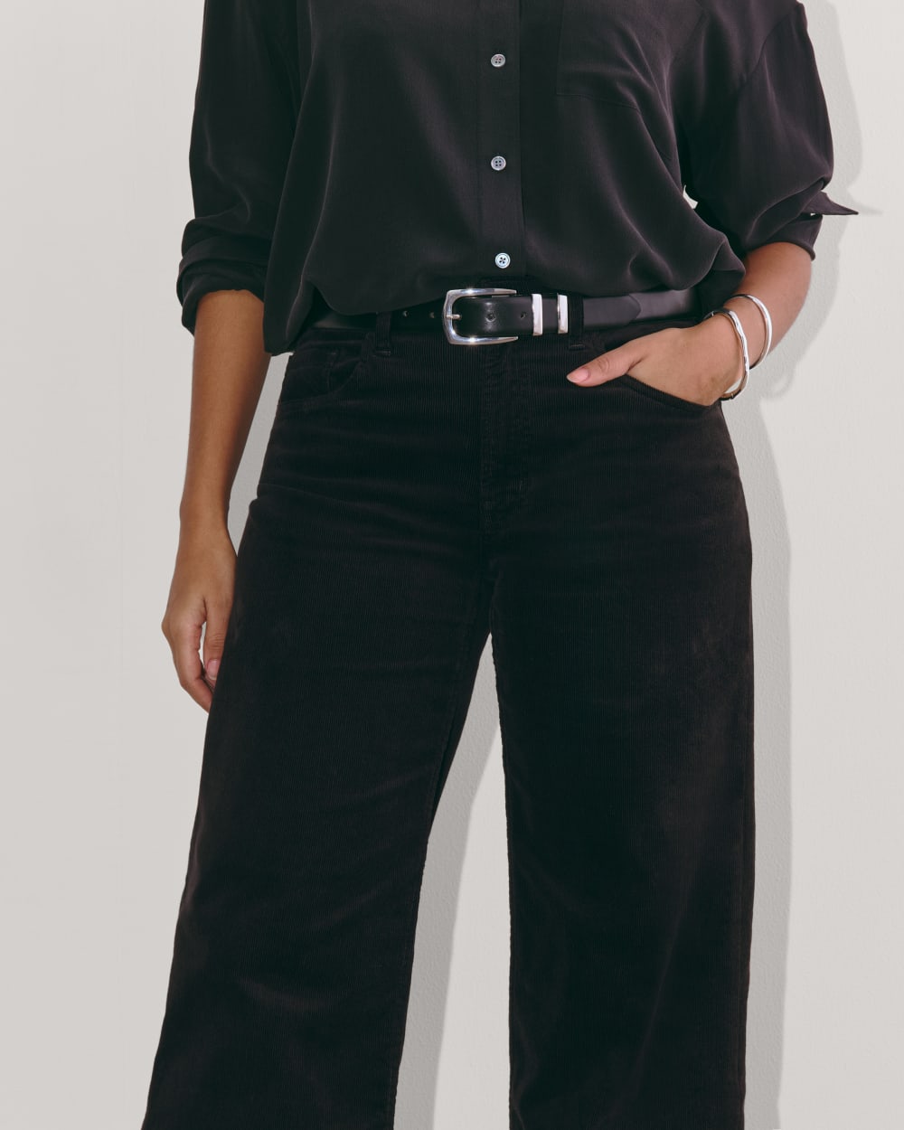 パンツ everyone corduroy belted pants BLACK XL everyone corduroy belted pants BLACK XL