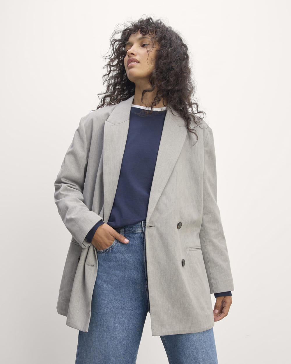womens-tencel-double-breasted-blazer-heather-steel | primary