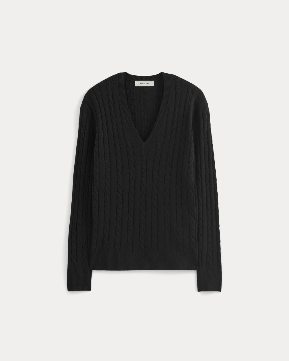 The Cable V-Neck in Cotton Cashmere | Black – Everlane